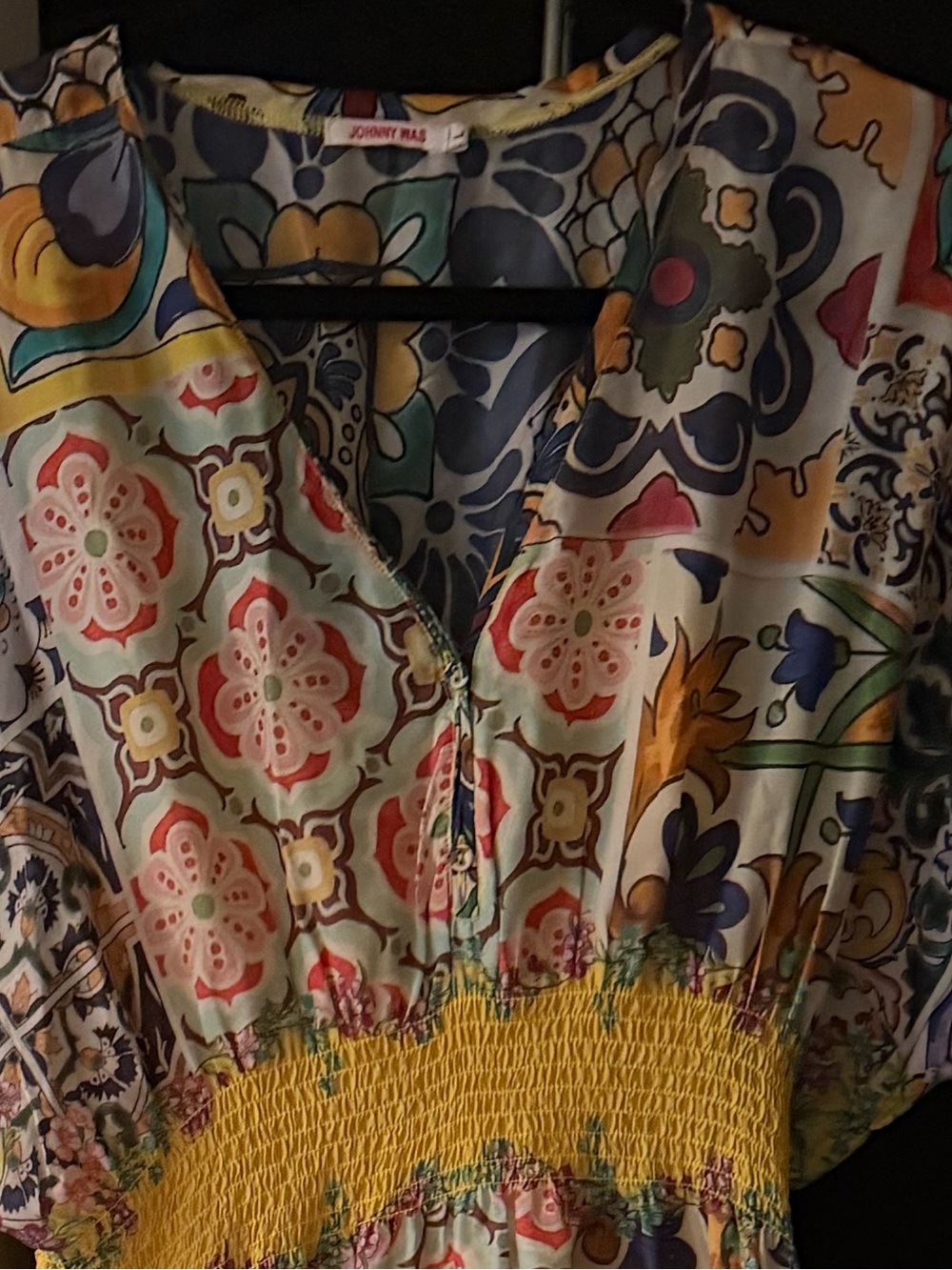 Johnny Was Like New Womens Maxi Dress with cinched yellow waist, so colorful💙 - Picture 7 of 15
